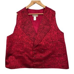Classic Old West Styles Mens Red 100% Silk Floral Damask Paisley Vest Size 48